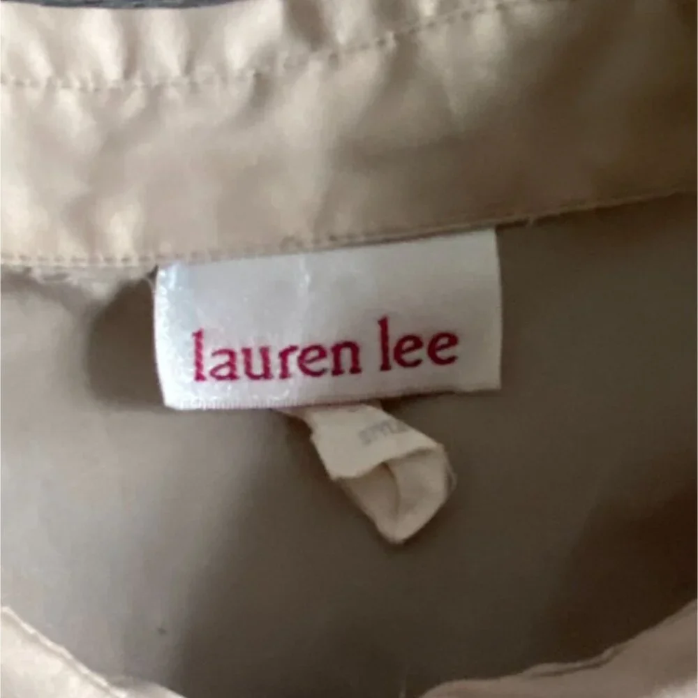VTG Lauren Lee Light Weight Pleated Front Blouse W/ Shoulder Pads-Beige-Size 16- - Picture 6 of 8